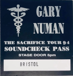 Gary Numan Bristol Souncheck Pass 1994